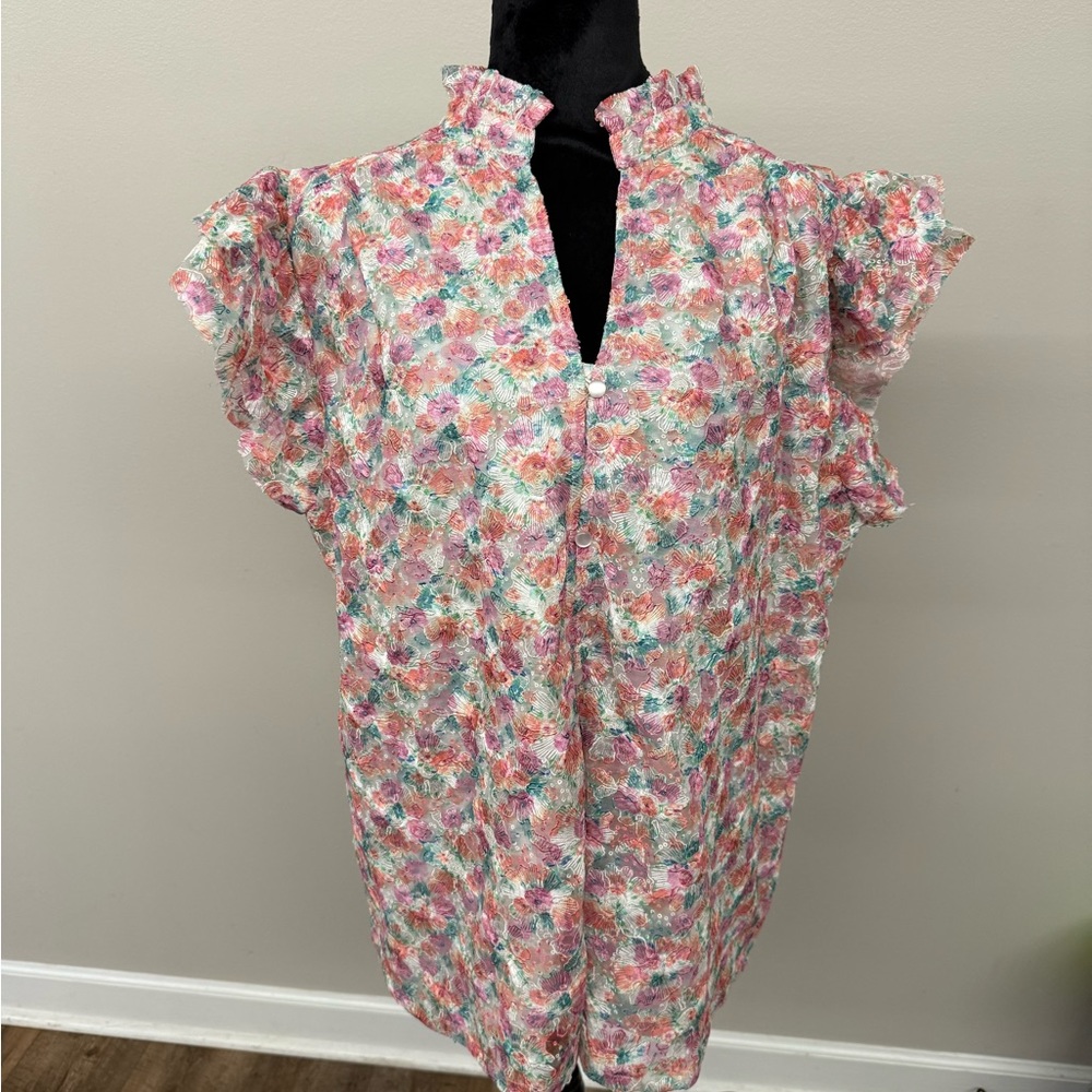 Floral Ruffle Blouse - Multicolor